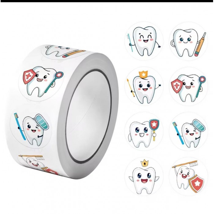 Рулон стоматологических наклеек, 500 шт (8 видов)