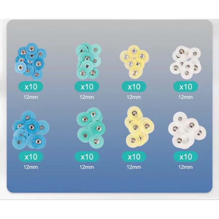 Диски полірувальні асорті 80шт\уп. 12 мм та 14мм з дискоутримувачами ТОР 1.075