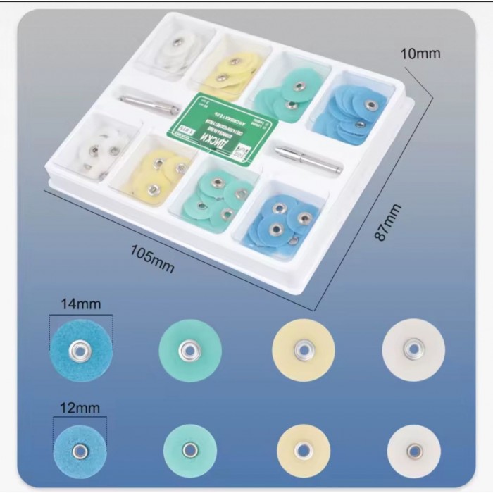 Диски полірувальні асорті 80шт\уп. 12 мм та 14мм з дискоутримувачами ТОР 1.075