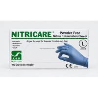 Нітрилові оглядові рукавички Nitricare Powder Free (S.A.B. Impex), 100 шт, розмір L
