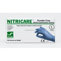 Нітрилові оглядові рукавички Nitricare Powder Free (S.A.B. Impex), 100 шт, розмір L
